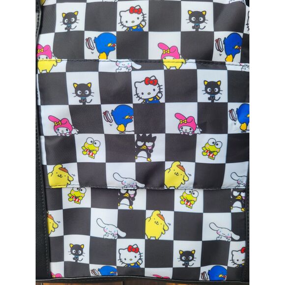 NWT Sanrio Hello Kitty and Friends Large Travel Bag Carry On Black White Check - Picture 3 of 6